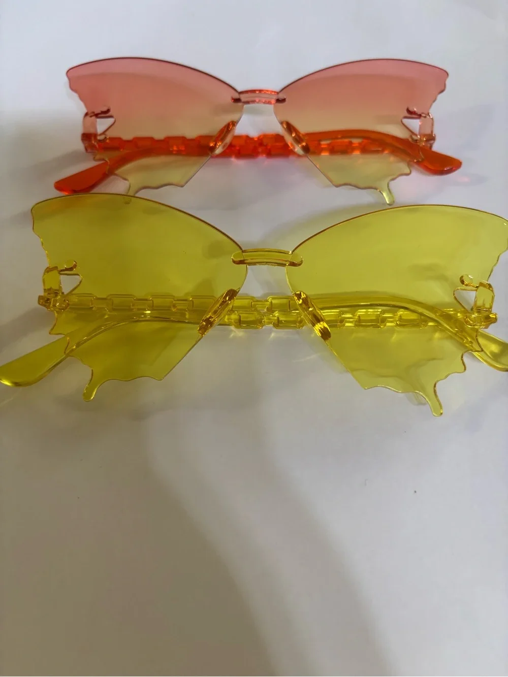 Butterfly Rimless Sunglasses - Yellow & Orange Gradient